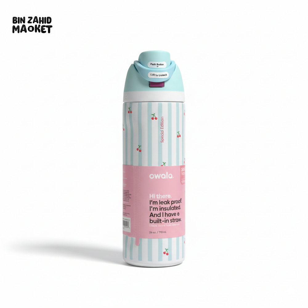OWALA FREESIP 24OZ WATER BOTTLE - CHERRY STRIPES