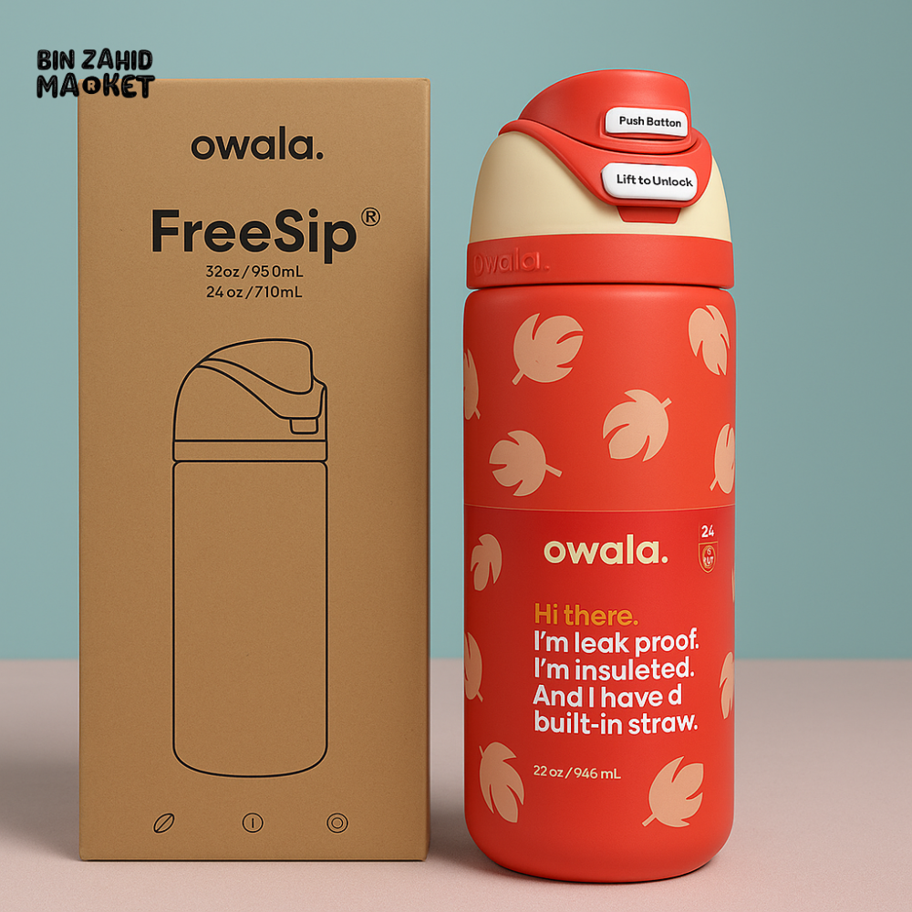 OWALA FREESIP 24OZ WATER BOTTLE - CORAL LEAF