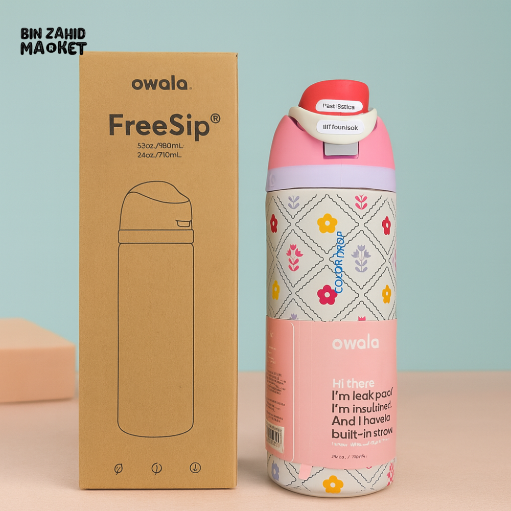 OWALA FREESIP 24OZ WATER BOTTLE - FLORAL PINK