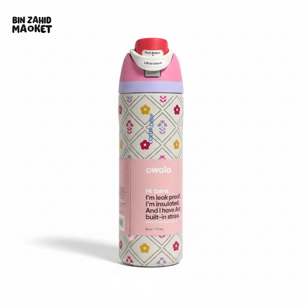 OWALA FREESIP 24OZ WATER BOTTLE - FLORAL PINK