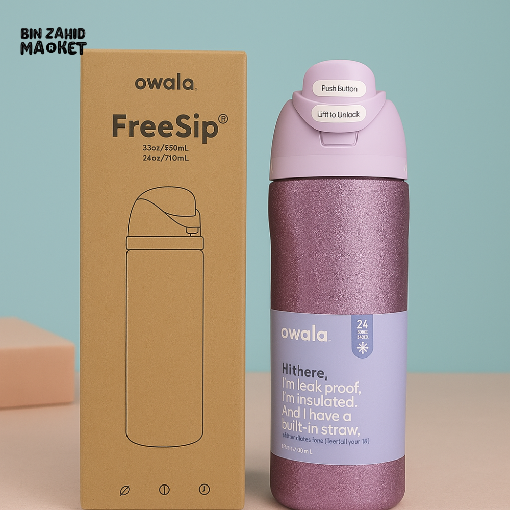 OWALA FREESIP 24OZ WATER BOTTLE - GLITTER PURPLE