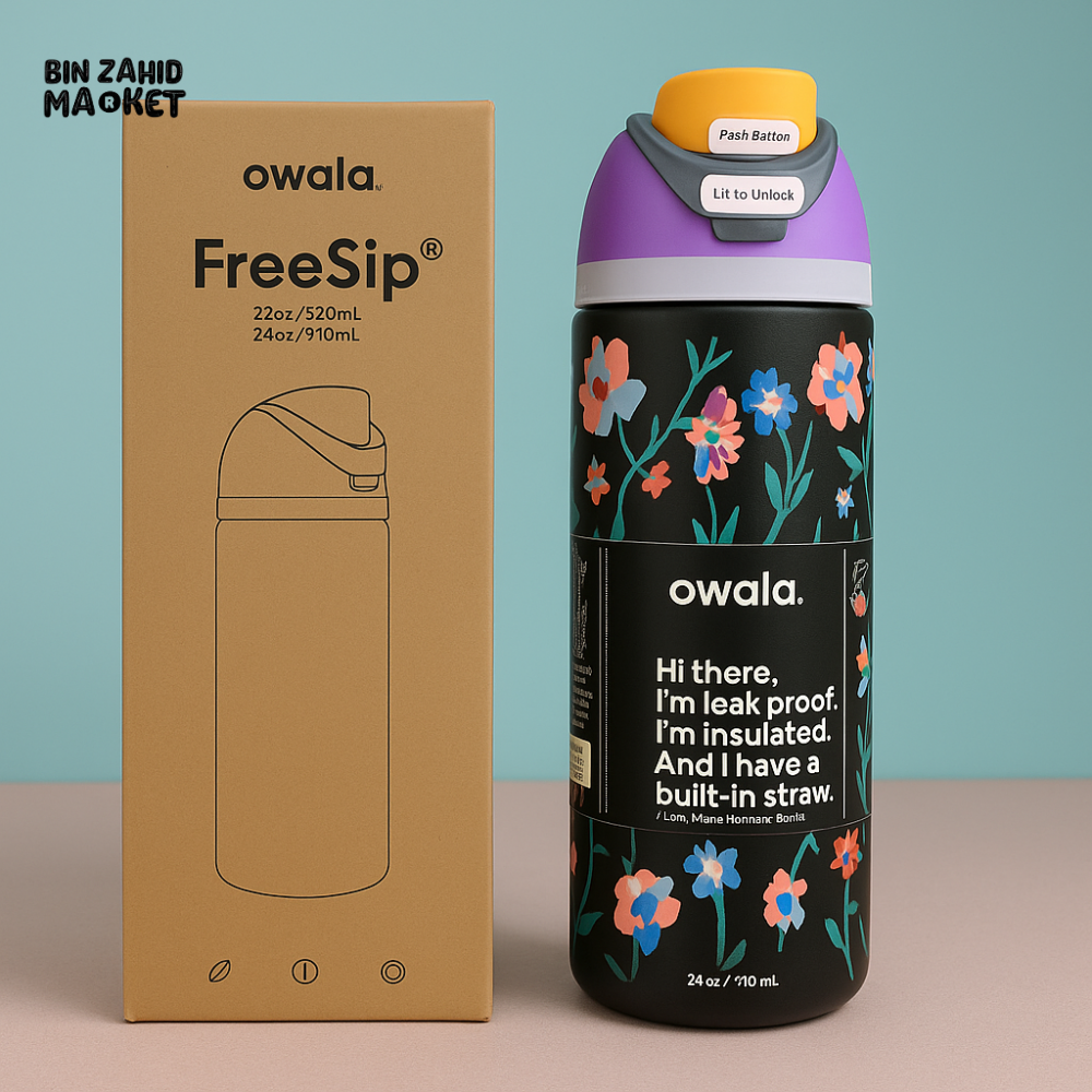 OWALA FREESIP 24OZ WATER BOTTLE - MIDNIGHT FLORAL