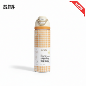 OWALA FREESIP 24OZ WATER BOTTLE - MUSTARD GHINGHAM