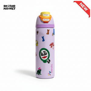OWALA FREESIP 24OZ WATER BOTTLE - PASTLE PURPLE FUN STICKERS