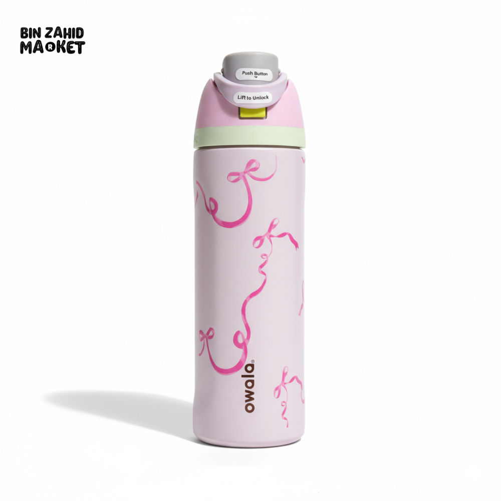 OWALA FREESIP 24OZ WATER BOTTLE - PINK RIBBON WAVES