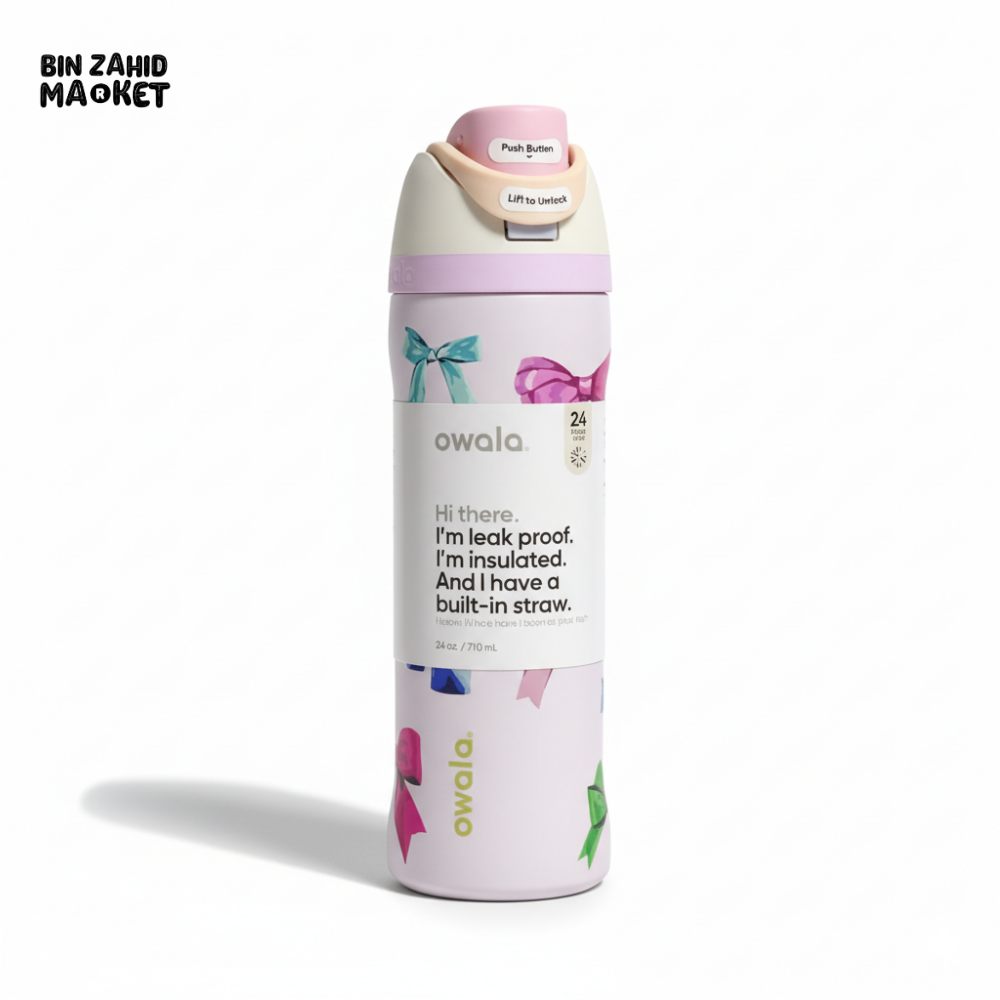 OWALA FREESIP 24OZ WATER BOTTLE - RIBBON WHITE