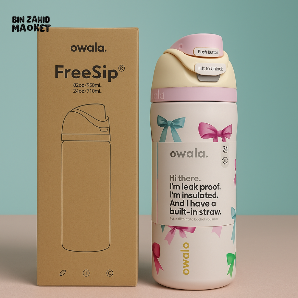 OWALA FREESIP 24OZ WATER BOTTLE - RIBBON WHITE