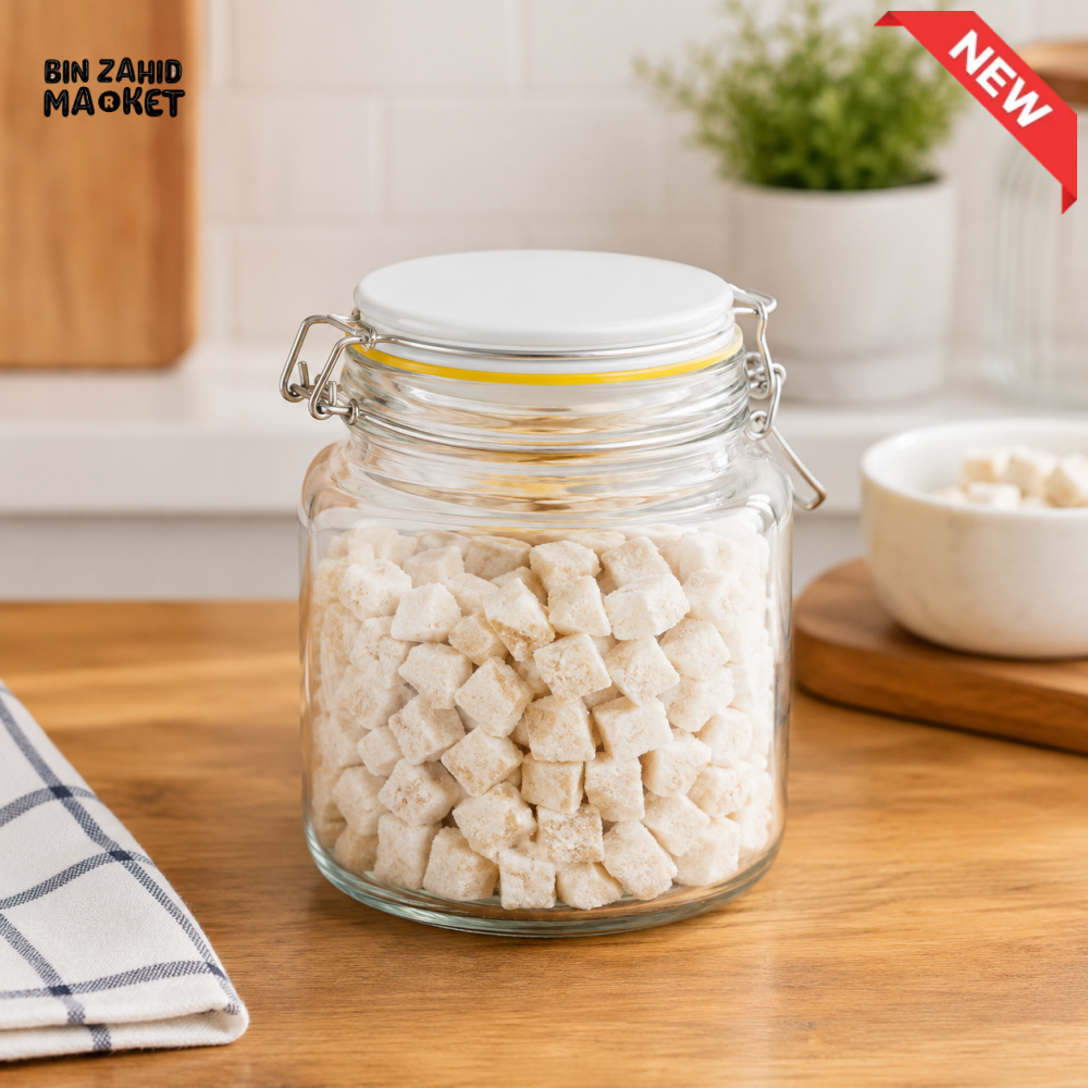 OZIBA AIRTIGHT GLASS STORAGE JAR WITH CLAMP LID
