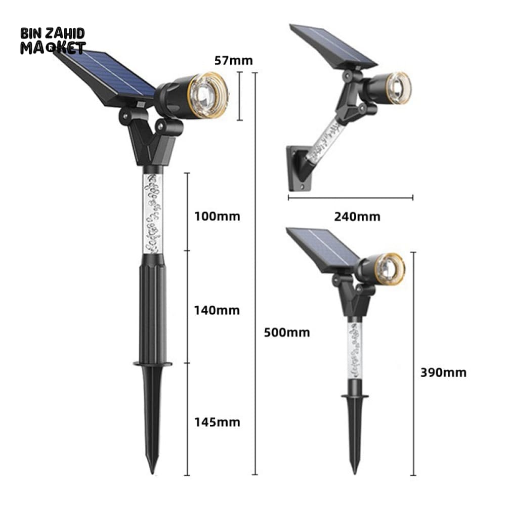 PACK OF 2 SOLAR POWERED OUTDOOR LIGHTS WATERPROOF LED FOR COURTYARD BALCONY & GARDEN