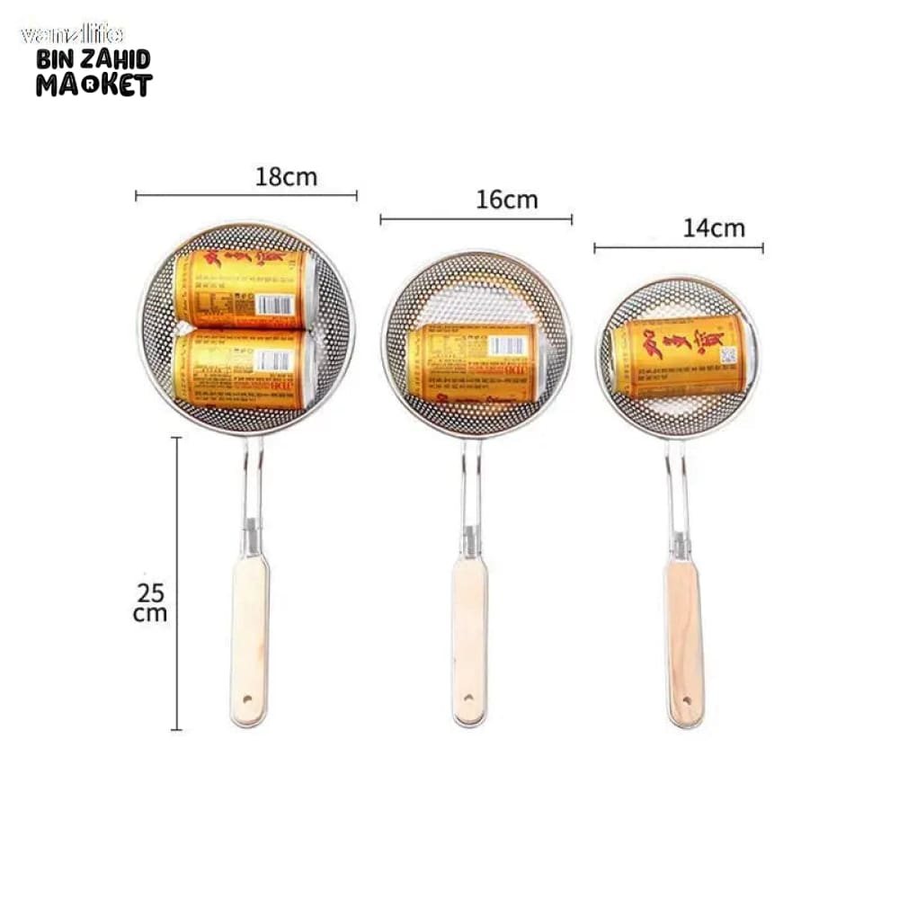 PACK OF 3 STRAINER WITH WOODEN HANDLE