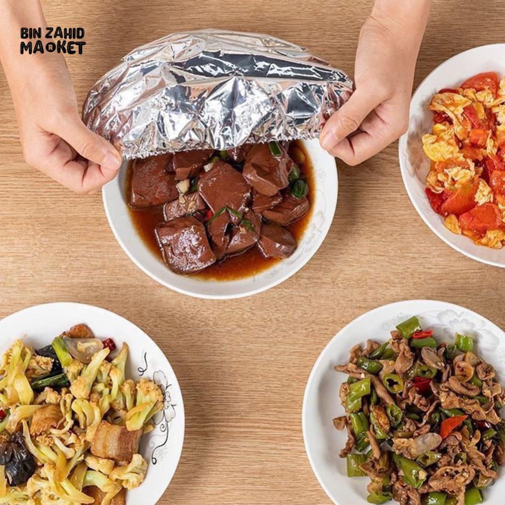 PACK OF 30 FOOD GRADE ALUMINUM FOIL COVERS – REUSABLE FOOD INSULATION & STORAGE LIDS FOR COOKING AND KITCHEN USE