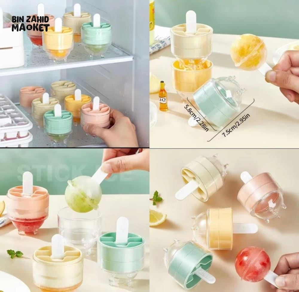 PACK OF 4 ICE MOLD SET – FUN LOLLIPOP-SHAPED ICE CUBE MOLDS