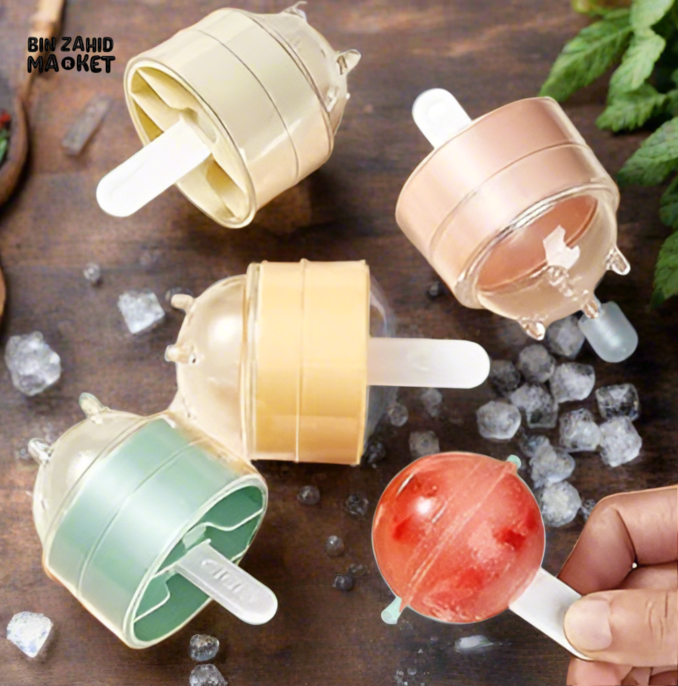 PACK OF 4 ICE MOLD SET – FUN LOLLIPOP-SHAPED ICE CUBE MOLDS