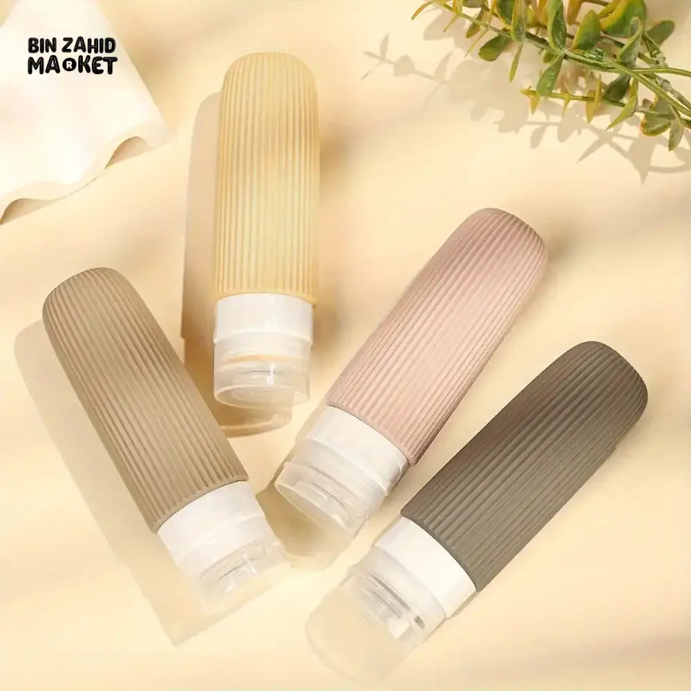 PACK OF 4 SILICONE TRAVEL BOTTLES PORTABLE BPA FREE LEAK PROOF CONTAINERS