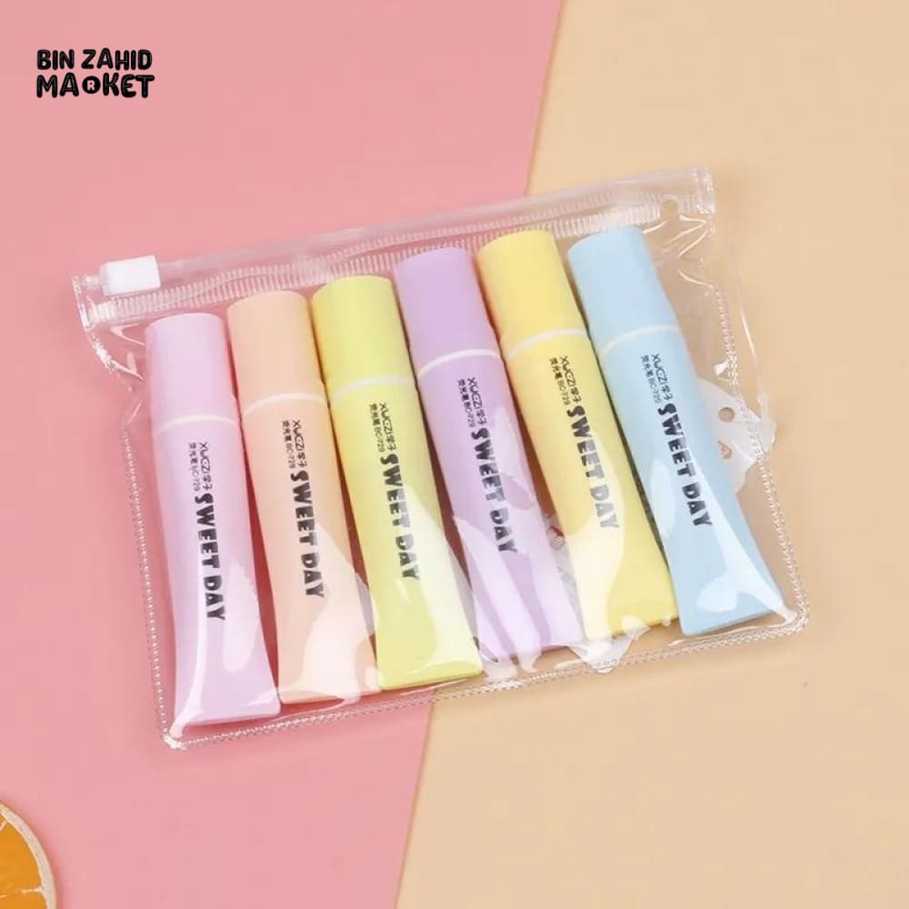 PACK OF 6 TOOTHPASTE STYLE HIGHLIGHTER