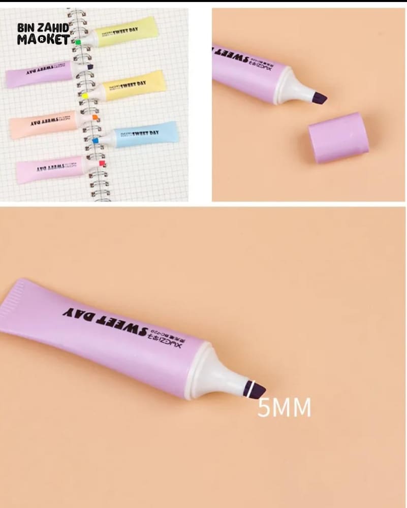 PACK OF 6 TOOTHPASTE STYLE HIGHLIGHTER
