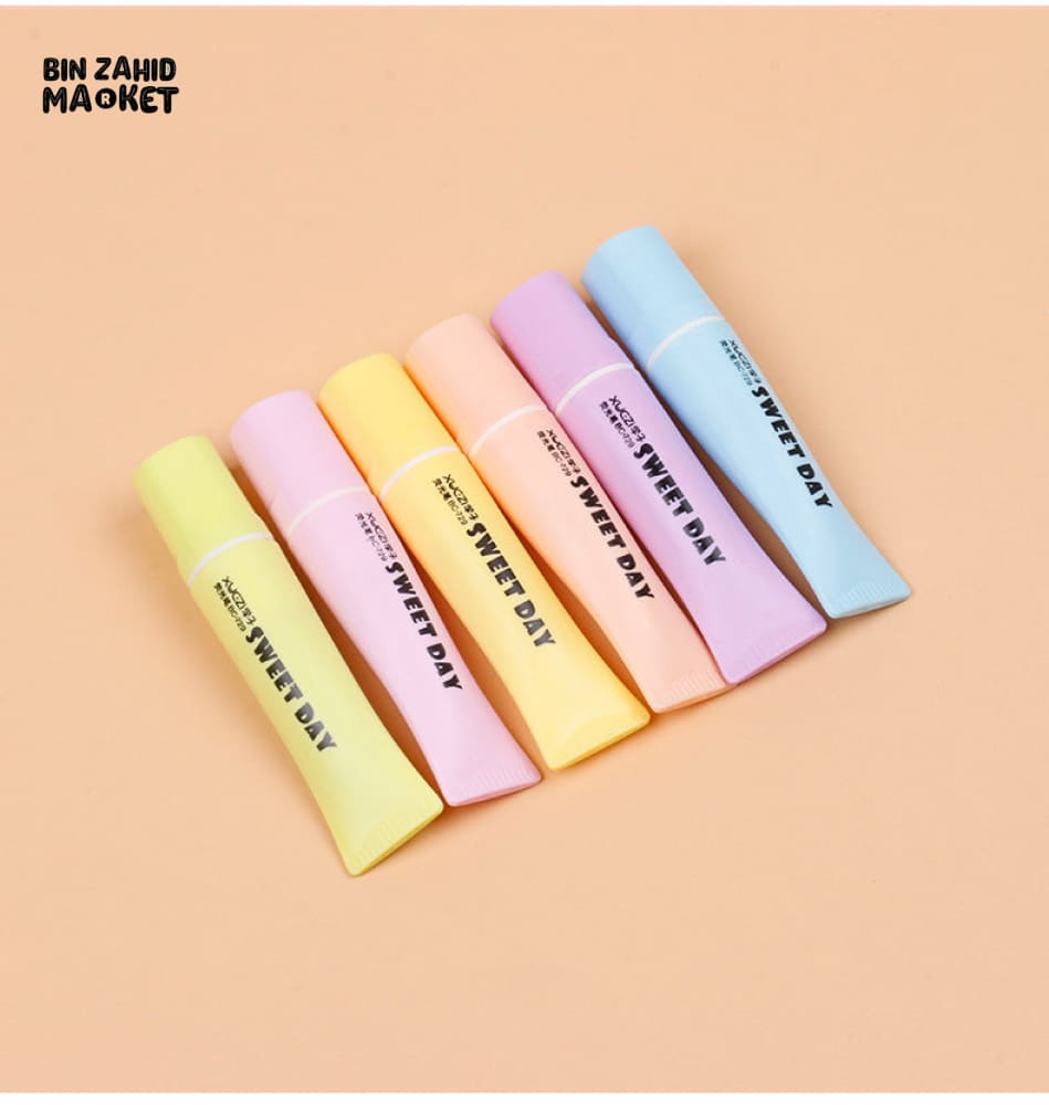 PACK OF 6 TOOTHPASTE STYLE HIGHLIGHTER
