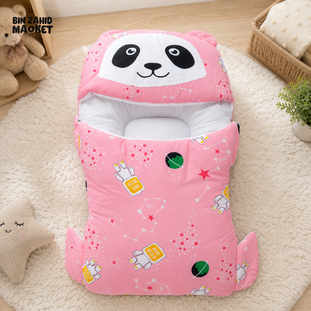 PANDA PRINT COTTON POLYESTER BABY CARRY NEST - PINK