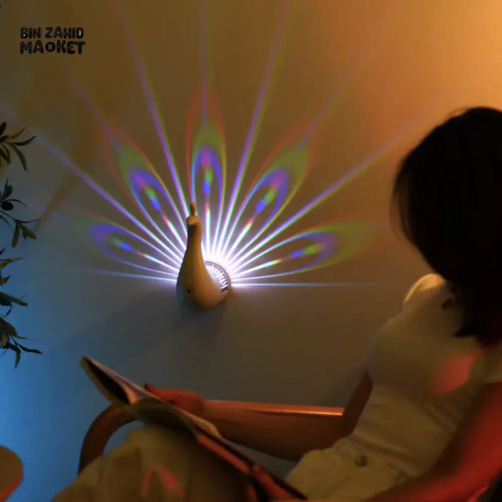 PEACOCK WALL LIGHT – COLORFUL 3D AMBIENT LED WALL LAMP FOR BEDROOM & LIVING ROOM