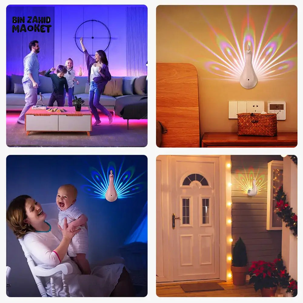 PEACOCK WALL LIGHT – COLORFUL 3D AMBIENT LED WALL LAMP FOR BEDROOM & LIVING ROOM
