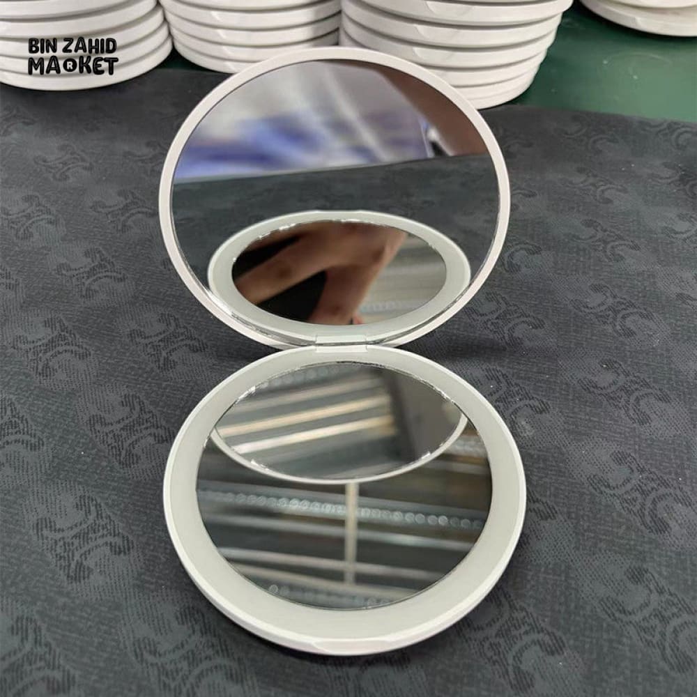 PERSONALISED SMALL LED COMPACT MIRROR – 2-SIDED FOLDABLE POCKET MAKEUP MIRROR