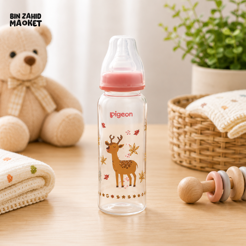 PIGEON COLORFUL ERGONOMIC BABY BOTTLE – 4+ MONTHS