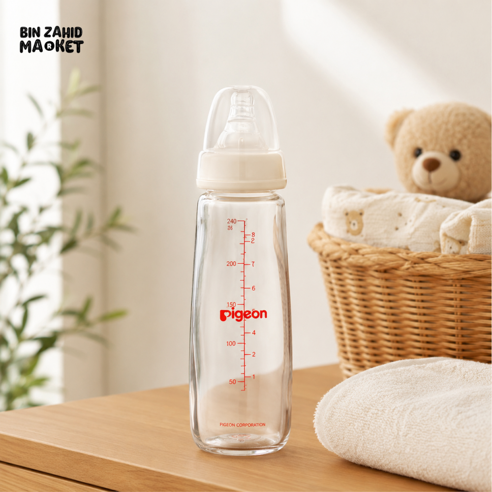 PIGEON NURSING BOTTLE WITH PERISTALTIC NIPPLE (GLASS)