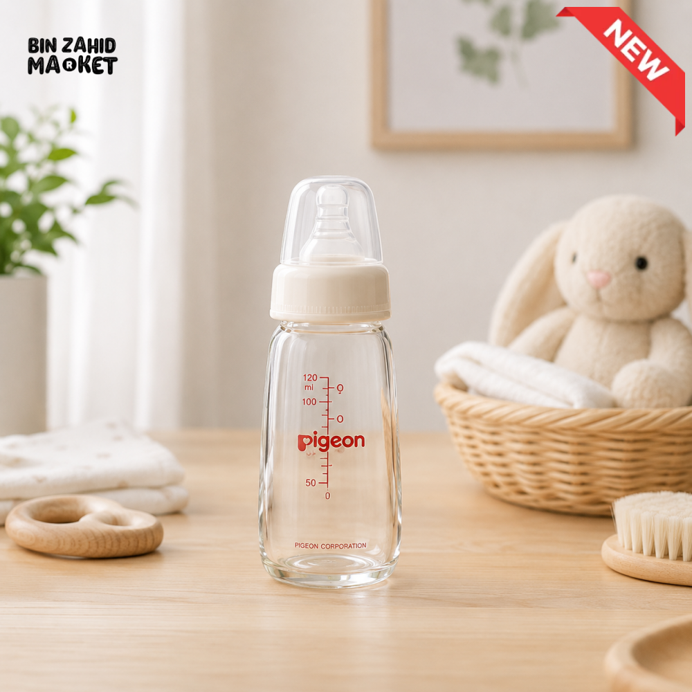 PIGEON NURSING BOTTLE WITH PERISTALTIC NIPPLE (GLASS)