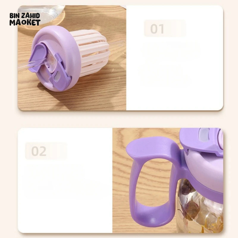 PLASTIC WATER CUP 850ML – LARGE CAPACITY BUILT-IN FILTER DROP & HEAT RESISTANT