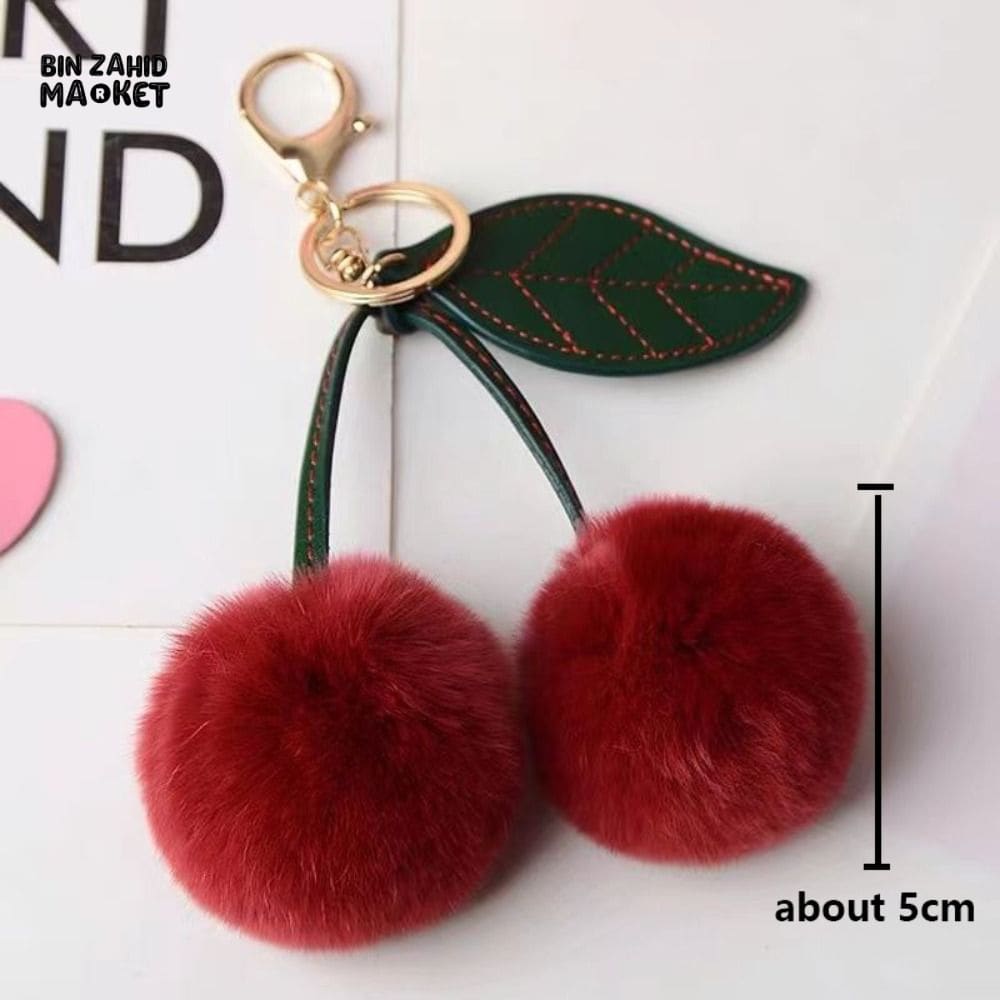 PLUSH CHERRY TOY KEYCHAIN – BACKPACK DECORATION & CAR KEY HOLDER