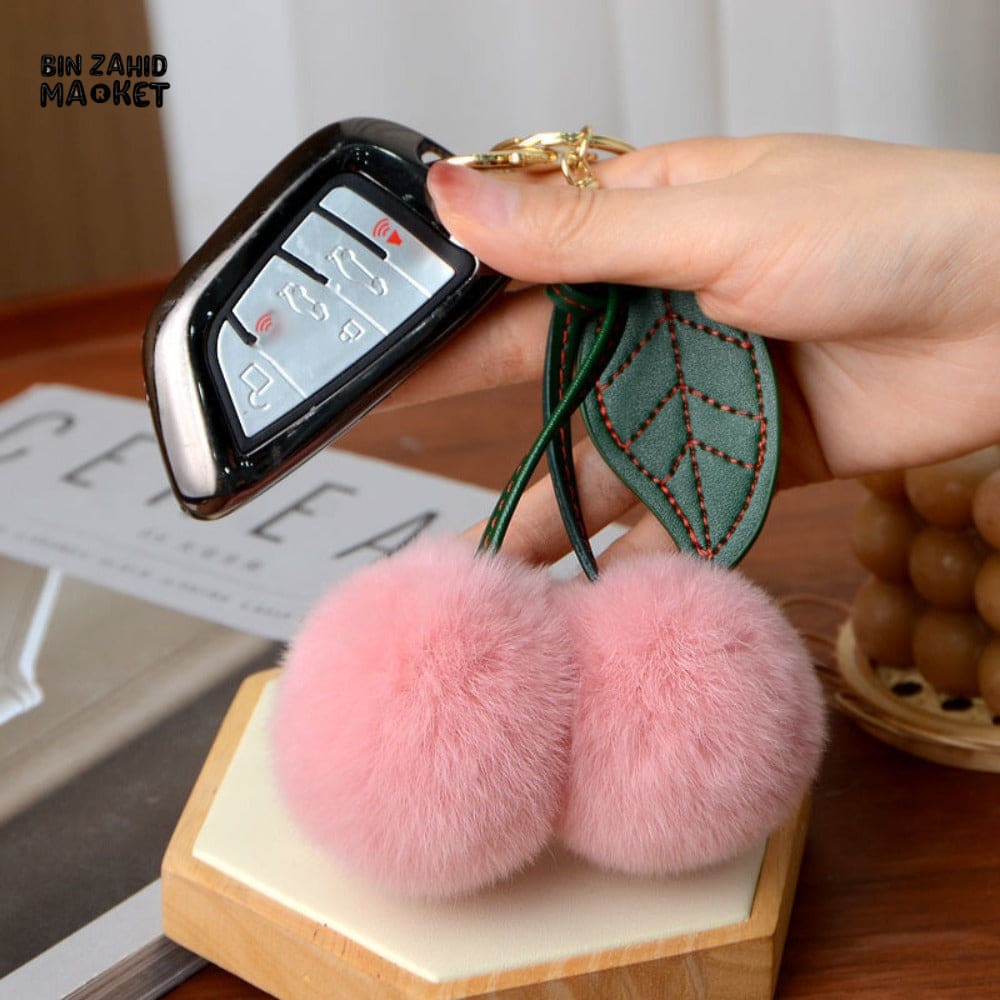 PLUSH CHERRY TOY KEYCHAIN – BACKPACK DECORATION & CAR KEY HOLDER