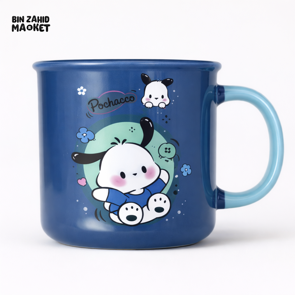POCHACCO CARTOON CERAMIC MUG – CUTE BLUE COFFEE & TEA CUP