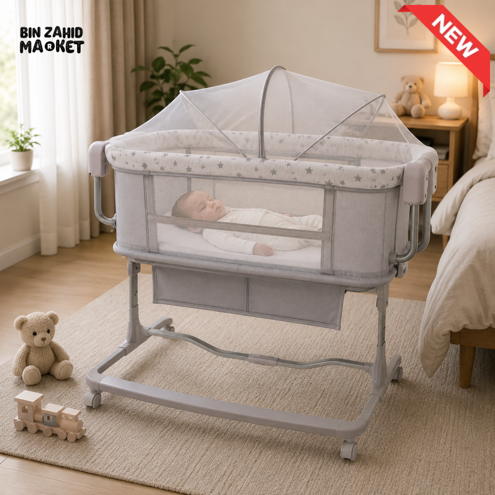 PORTABLE BABY BEDSIDE CRIB - WHITE