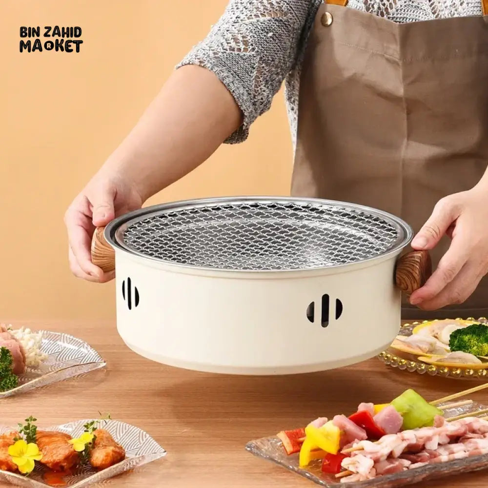 PORTABLE CHARCOAL GRILL & TEA COOKER – OUTDOOR BBQ STOVE, NO POWER NEEDED