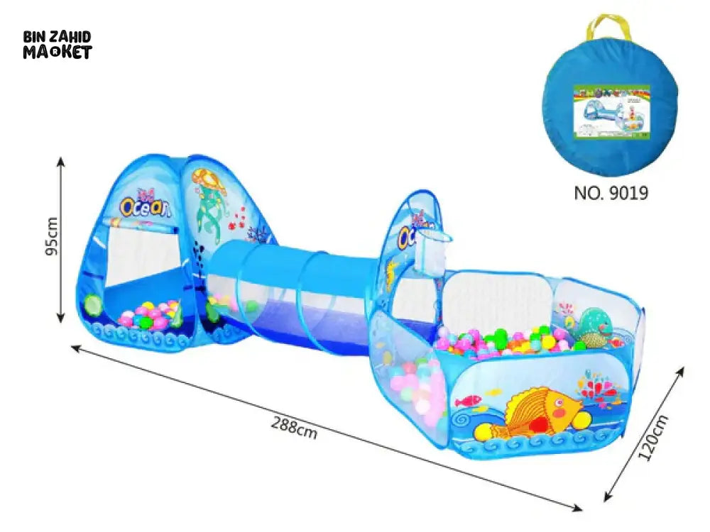 PORTABLE CHILDREN BALL POOL TENT WITH CRAWLING TUNNEL | BALLOON PLAYPEN PLAY SET FOR KIDS