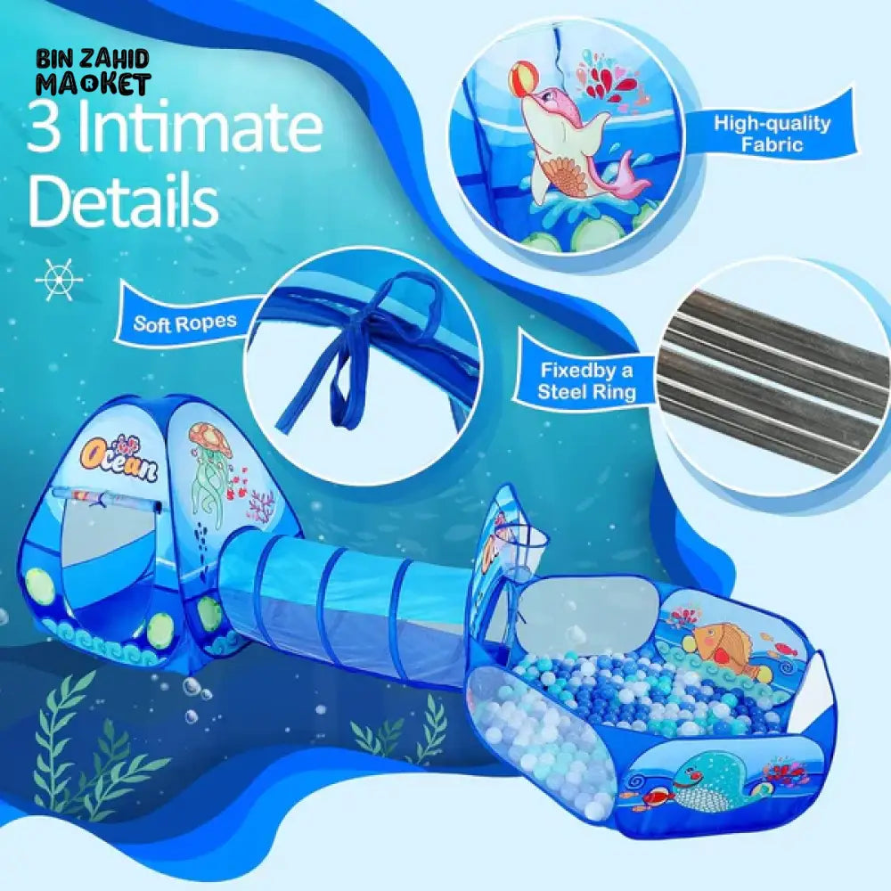 PORTABLE CHILDREN BALL POOL TENT WITH CRAWLING TUNNEL | BALLOON PLAYPEN PLAY SET FOR KIDS