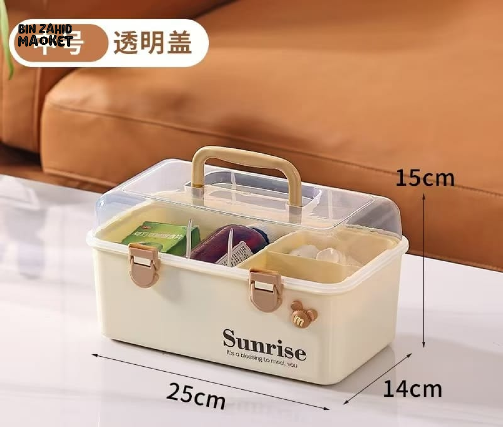 PORTABLE CLEAR LID STORAGE ORGANIZER BOX WITH HANDLE – MULTI-COMPARTMENT HOME CONTAINER LARGE