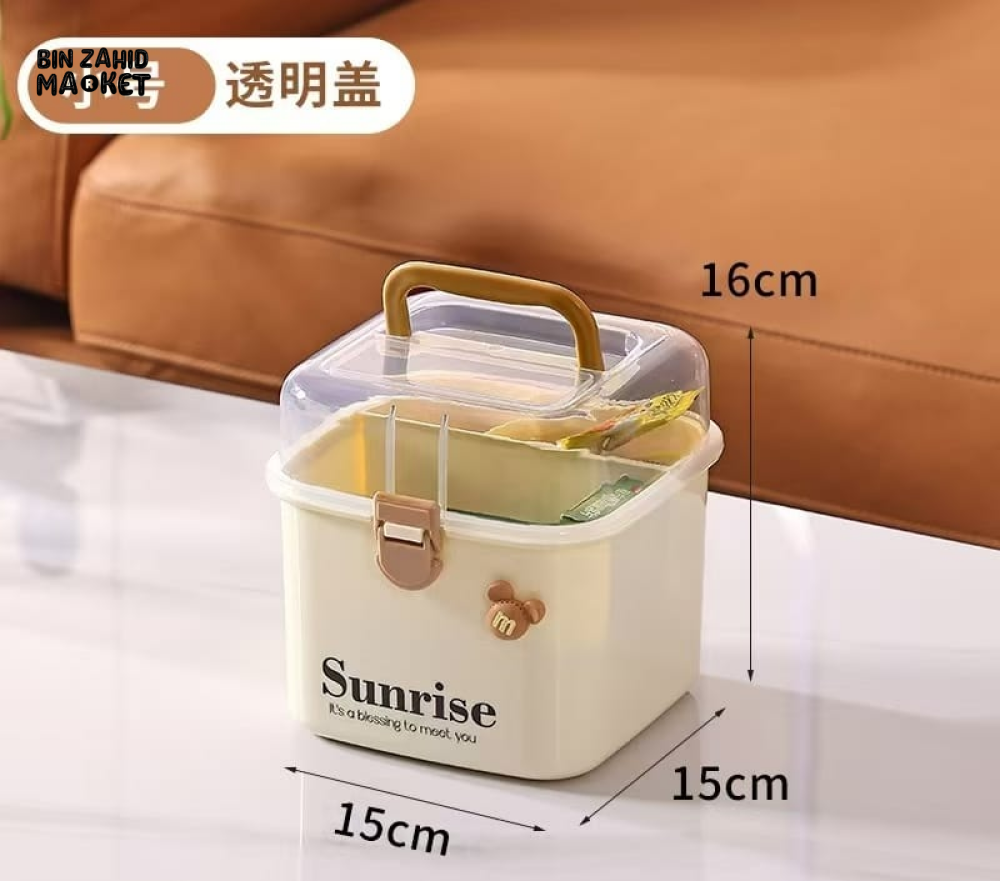 PORTABLE CLEAR LID STORAGE ORGANIZER BOX WITH HANDLE – MULTI-COMPARTMENT HOME CONTAINER SMALL