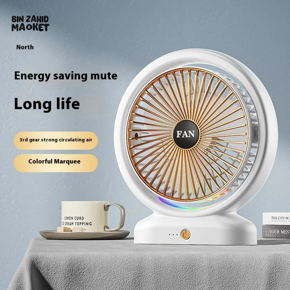 PORTABLE DESKTOP FAN WITH LIGHT – IDEAL FOR DORM ROOMS & WORKSPACES
