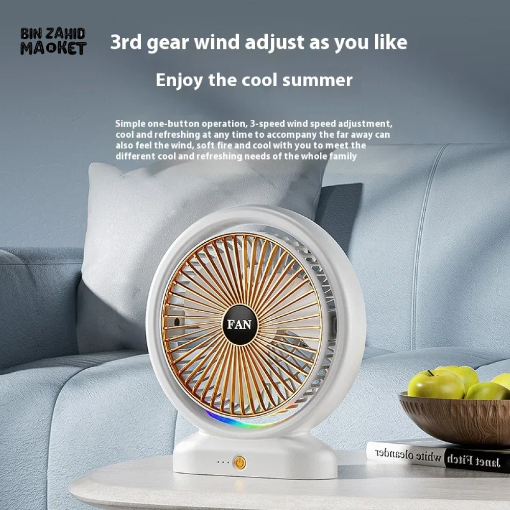 PORTABLE DESKTOP FAN WITH LIGHT – IDEAL FOR DORM ROOMS & WORKSPACES