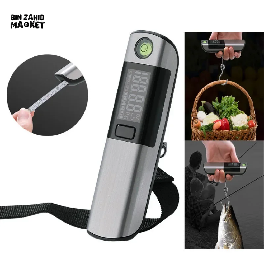 PORTABLE DIGITAL LUGGAGE SCALE WITH LCD & TAPE MEASURE TRAVEL & HOME USE