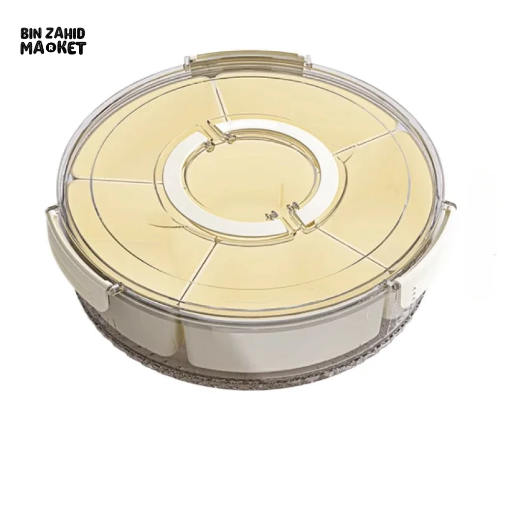 PORTABLE FOOD CONTAINER 6 GRIDS ROTATABLE BEACH PICNIC CASE