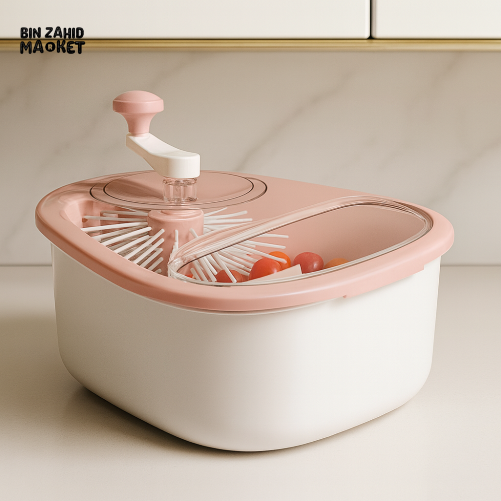 PORTABLE FRUIT & VEGETABLE WASHING BOWL WITH INTEGRATED BRUSH – QUICK RINSE EASY DRAIN