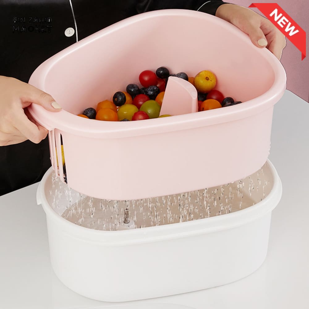 PORTABLE FRUIT & VEGETABLE WASHING BOWL WITH INTEGRATED BRUSH – QUICK RINSE EASY DRAIN