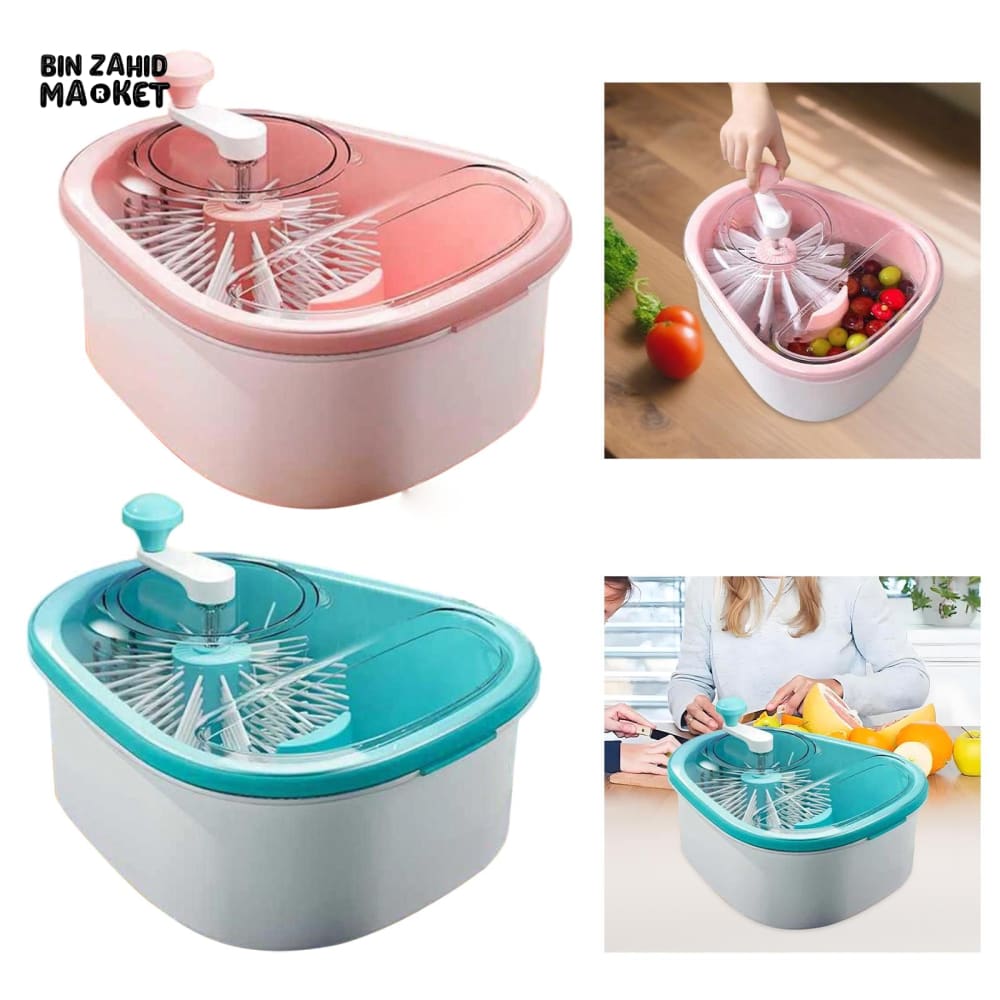 PORTABLE FRUIT & VEGETABLE WASHING BOWL WITH INTEGRATED BRUSH – QUICK RINSE EASY DRAIN