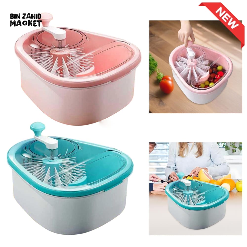 PORTABLE FRUIT & VEGETABLE WASHING BOWL WITH INTEGRATED BRUSH – QUICK RINSE EASY DRAIN