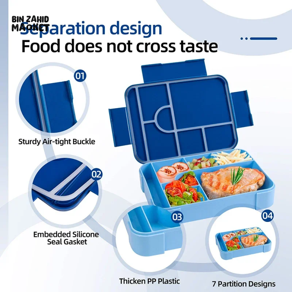 PORTABLE LUNCH BOX – 1300ML MICROWAVE SAFE INCLUDES FORK SPOON & SAUCE BOX IDEAL FOR SCHOOL & OFFICE LUNCHES