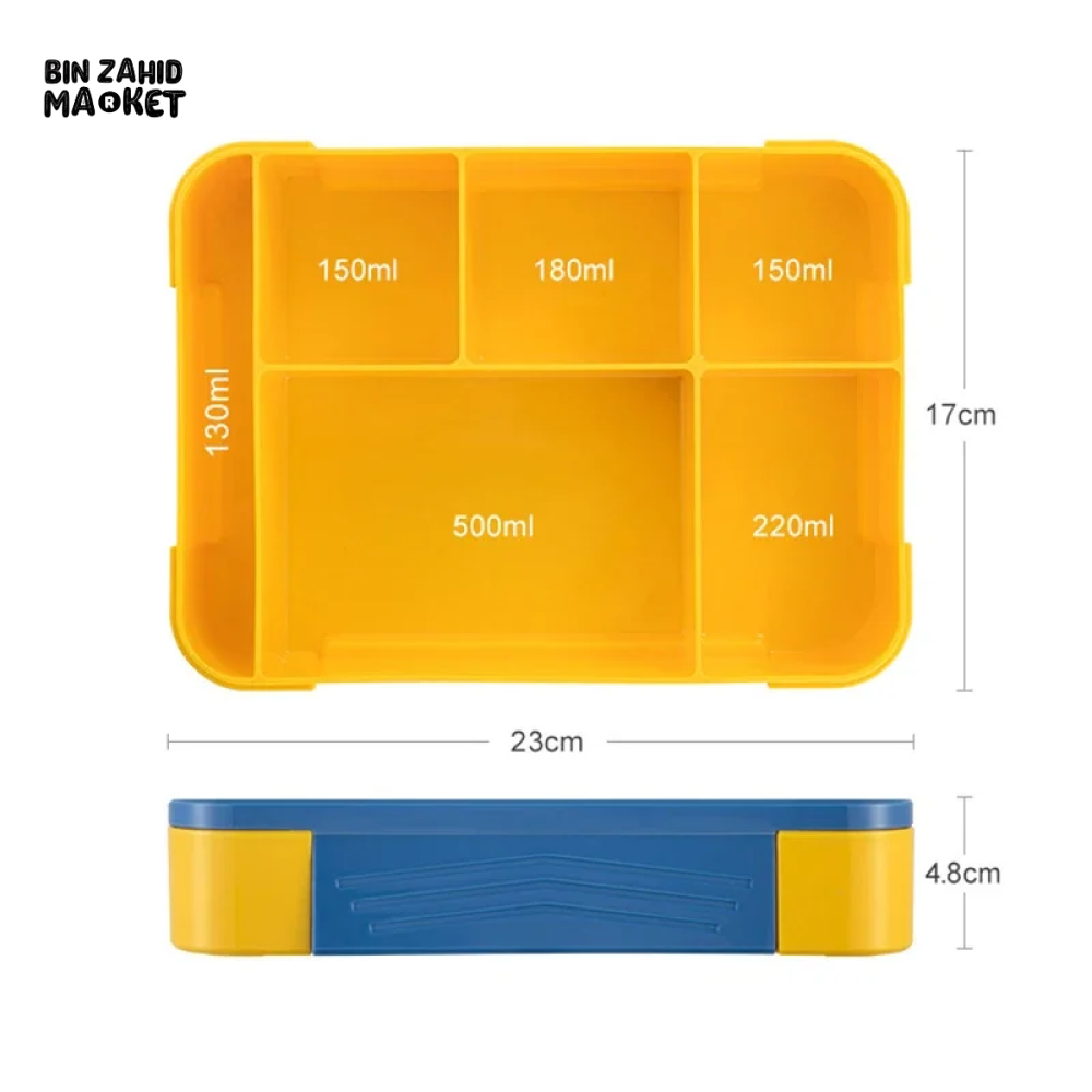 PORTABLE LUNCH BOX – 1300ML MICROWAVE SAFE INCLUDES FORK SPOON & SAUCE BOX IDEAL FOR SCHOOL & OFFICE LUNCHES