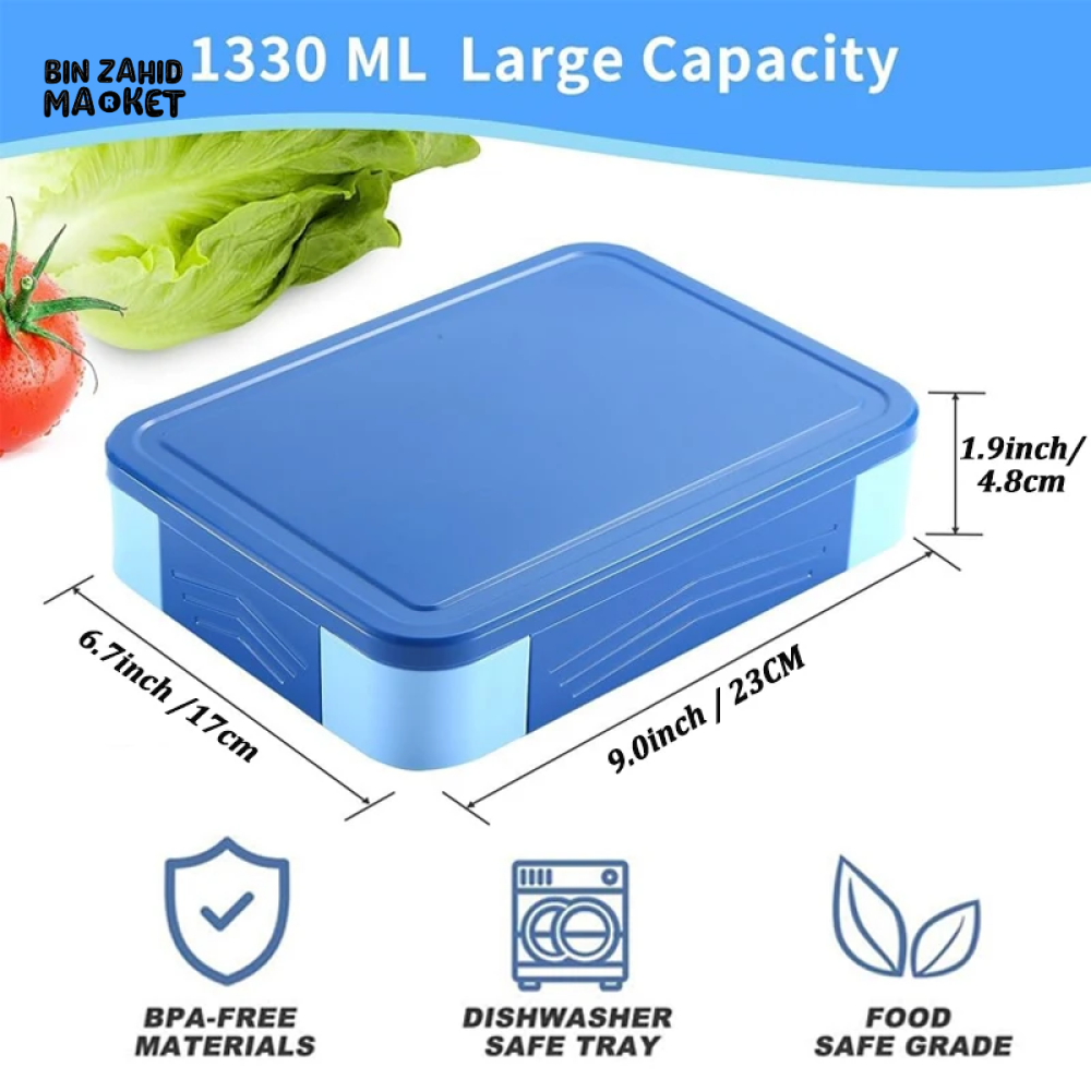 PORTABLE LUNCH BOX – 1300ML MICROWAVE SAFE INCLUDES FORK SPOON & SAUCE BOX IDEAL FOR SCHOOL & OFFICE LUNCHES