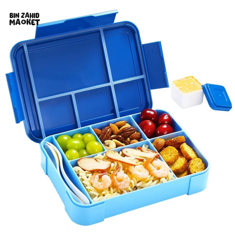 PORTABLE LUNCH BOX – 1300ML MICROWAVE SAFE INCLUDES FORK SPOON & SAUCE BOX IDEAL FOR SCHOOL & OFFICE LUNCHES